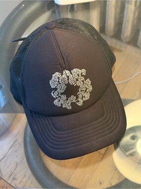 Black Denim Tears Trucker Hat with Silver Rhinestone